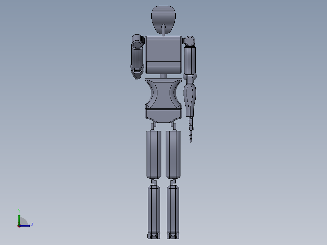 简易人形机器人造型结构3D图纸 Solidworks设计左视图