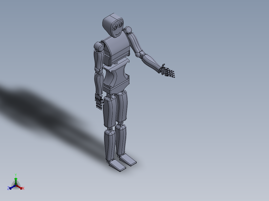 简易人形机器人造型结构3D图纸 Solidworks设计正等轴测图