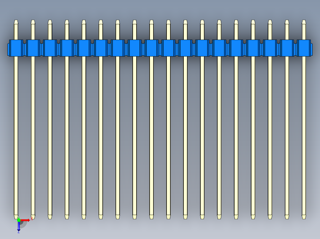 彩色公头100mil（2.54mm）系列-DS1021_blue_1x18p_100mil_Type43_rev1.0俯视图