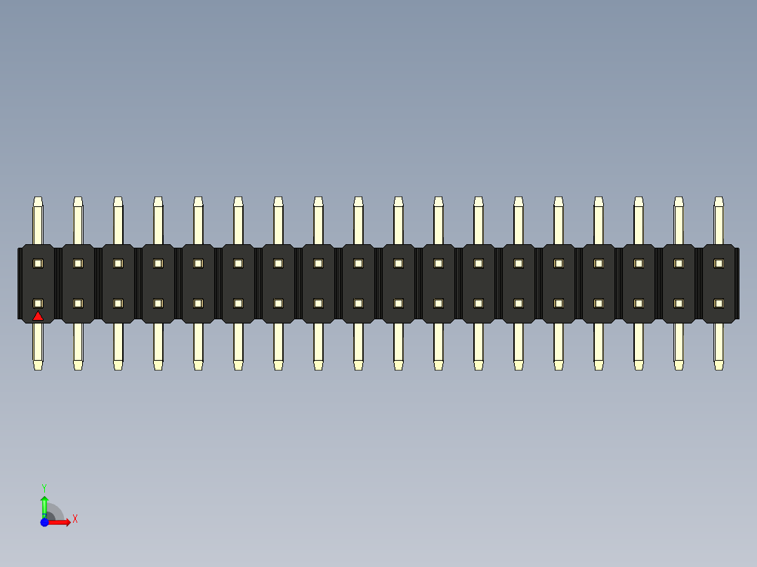 彩色公排针 100mil 2.54mm 系列-DS1022_black_36p_100mil_TypeSMT_rev1.0前视图