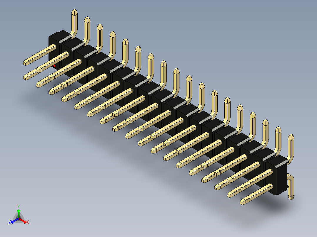 彩色公排针 100mil 2.54mm 系列-DS1022_black_36p_100mil_TypeSMT_rev1.0正等轴测图