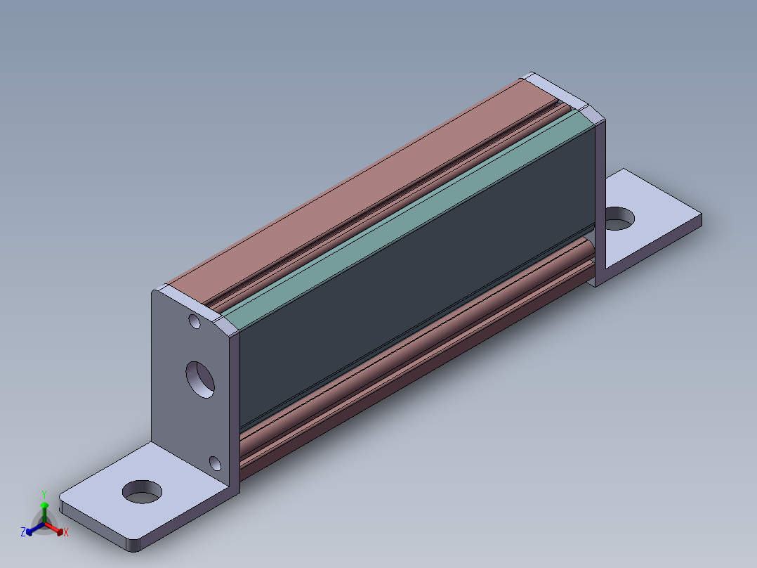 超薄单侧发光LED灯条L型堵头正等轴测图
