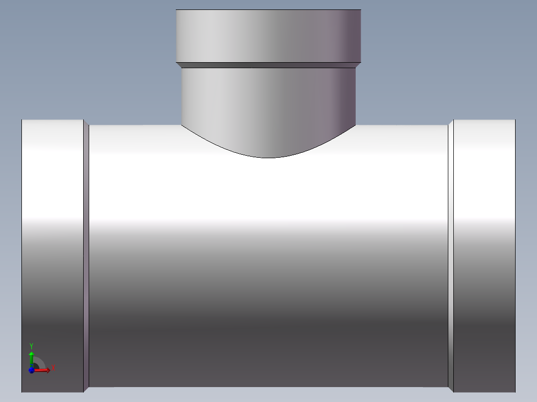 三通-异径 DN20-DN10前视图