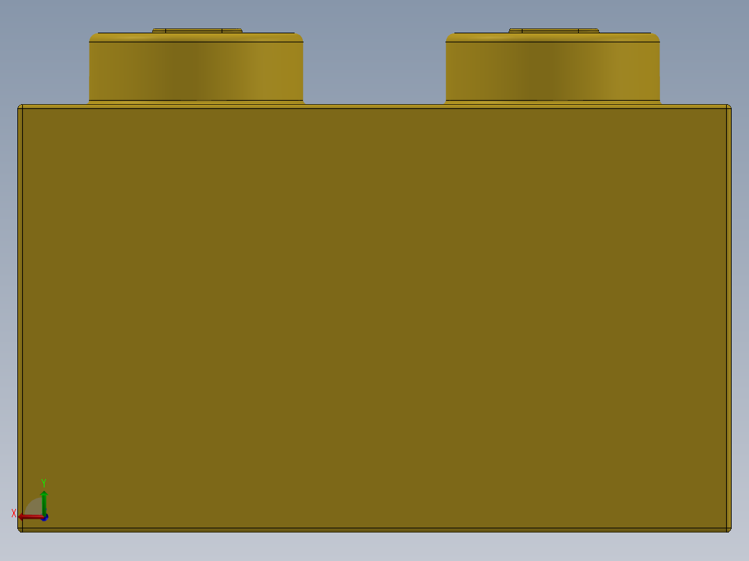 乐高套装 4421基本积木-300424 Bright Yellow Brick 1 x 2.SLDPRT后视图