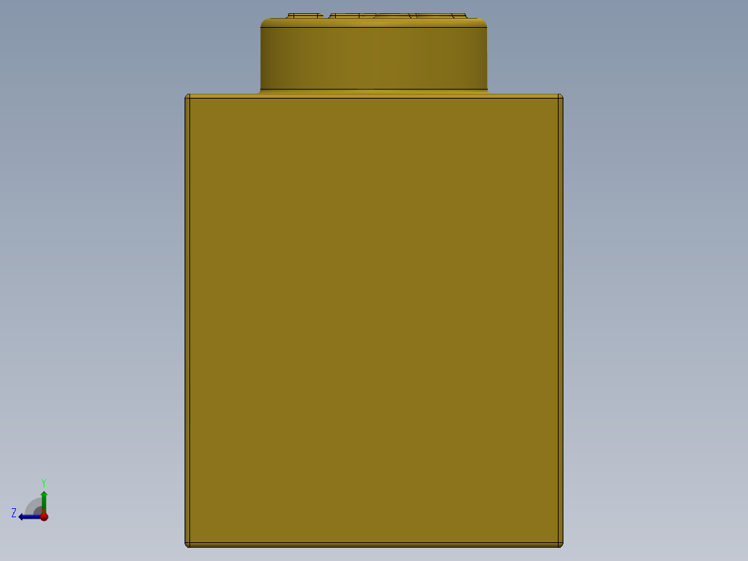 乐高套装 4421基本积木-300424 Bright Yellow Brick 1 x 2.SLDPRT右视图