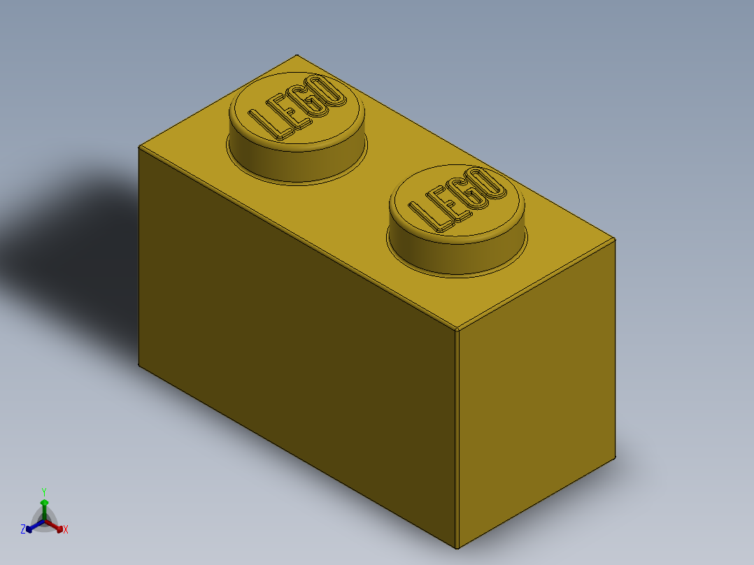 乐高套装 4421基本积木-300424 Bright Yellow Brick 1 x 2.SLDPRT正等轴测图