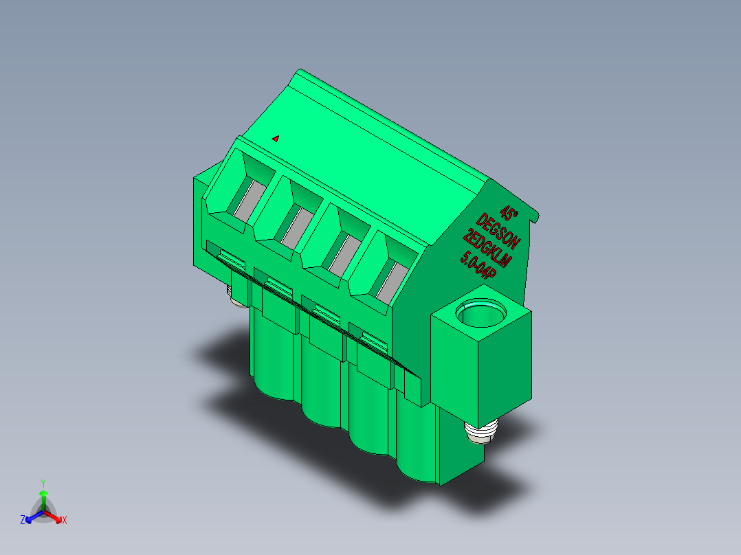 DEGSON 2EDG（M） 系列 5.0mm 螺丝锁紧可插拔接线端子组-2EDGKLM-5.0-04P-14-00AH正等轴测图