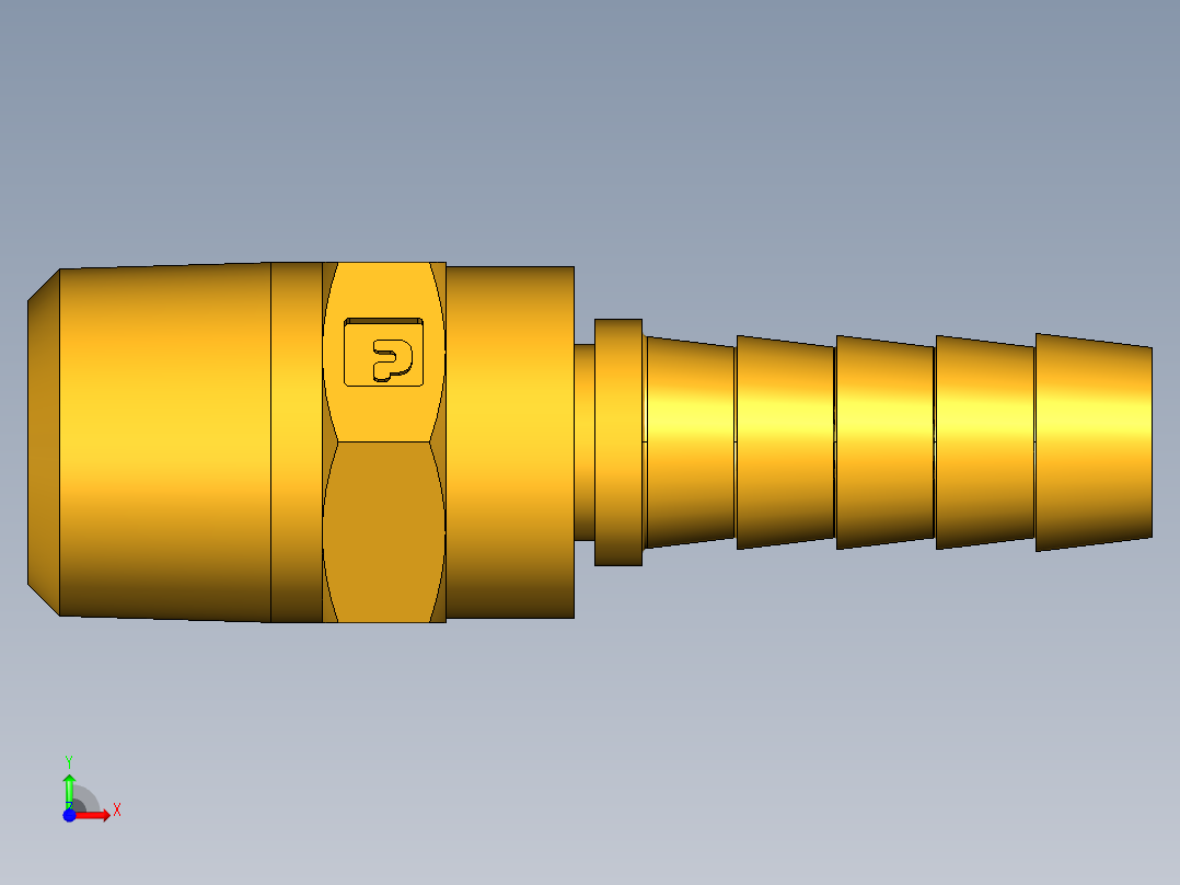 倒齿式工业管接头Male Swivel Hose Barb 125HBLSV-6-6前视图
