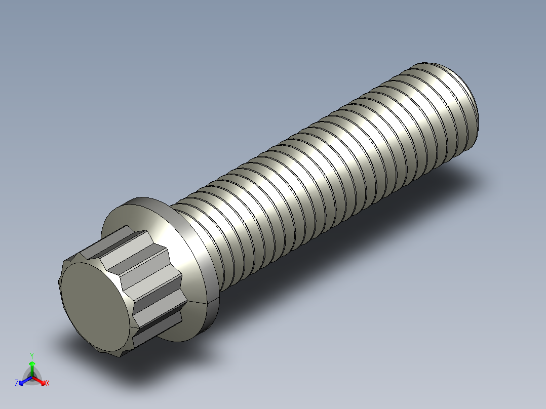 1_4in-28法兰头螺钉-1-4in-28 1long 12-point screws.STEP正等轴测图