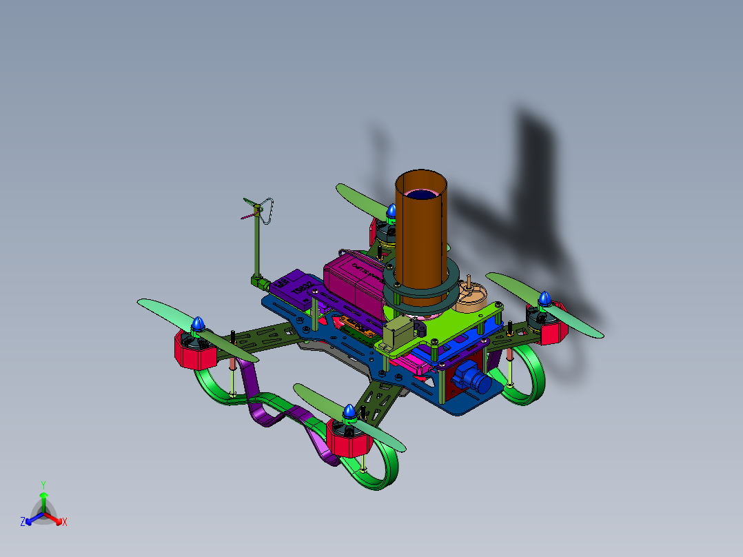 涡流发射器无人机正等轴测图