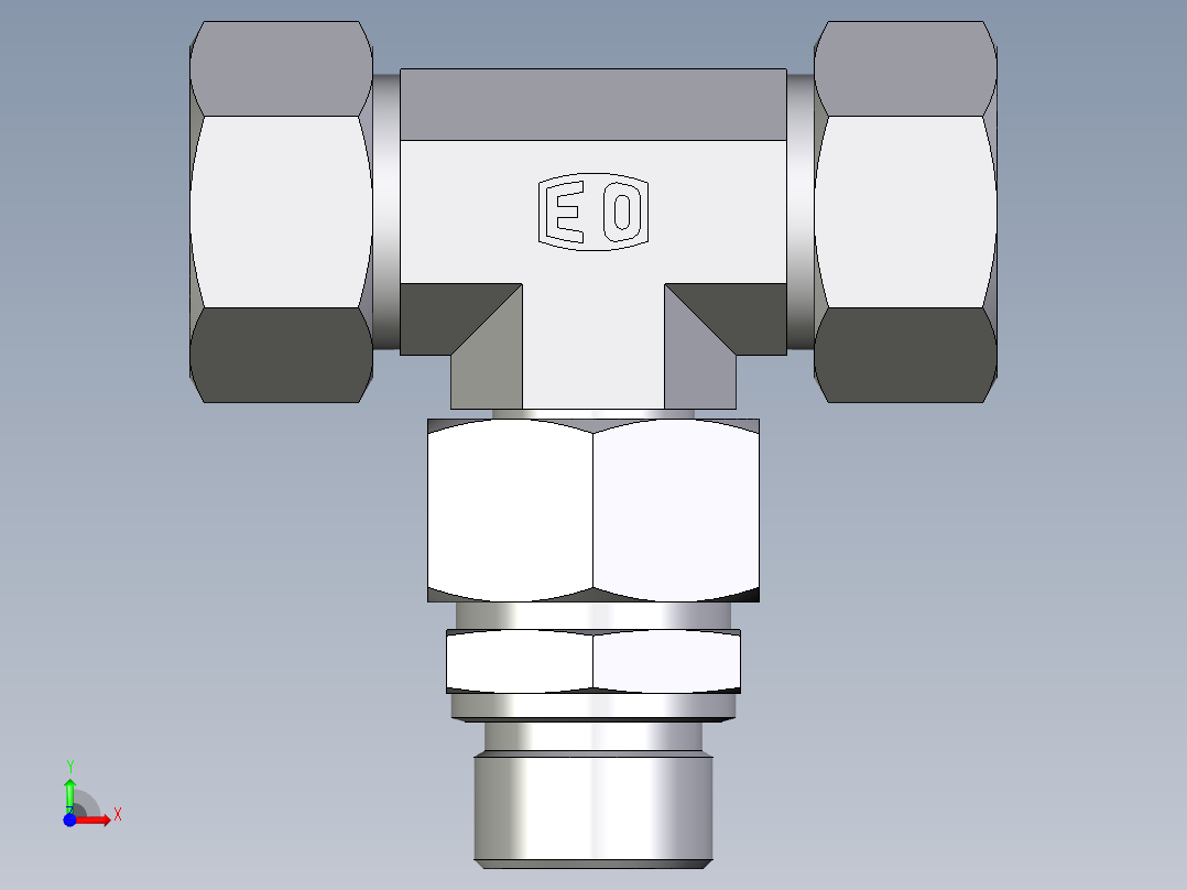 卡套式工业通用硬管接头EO_Assembled_adjustable_standpipe_branch_tee_EVT22LM71前视图