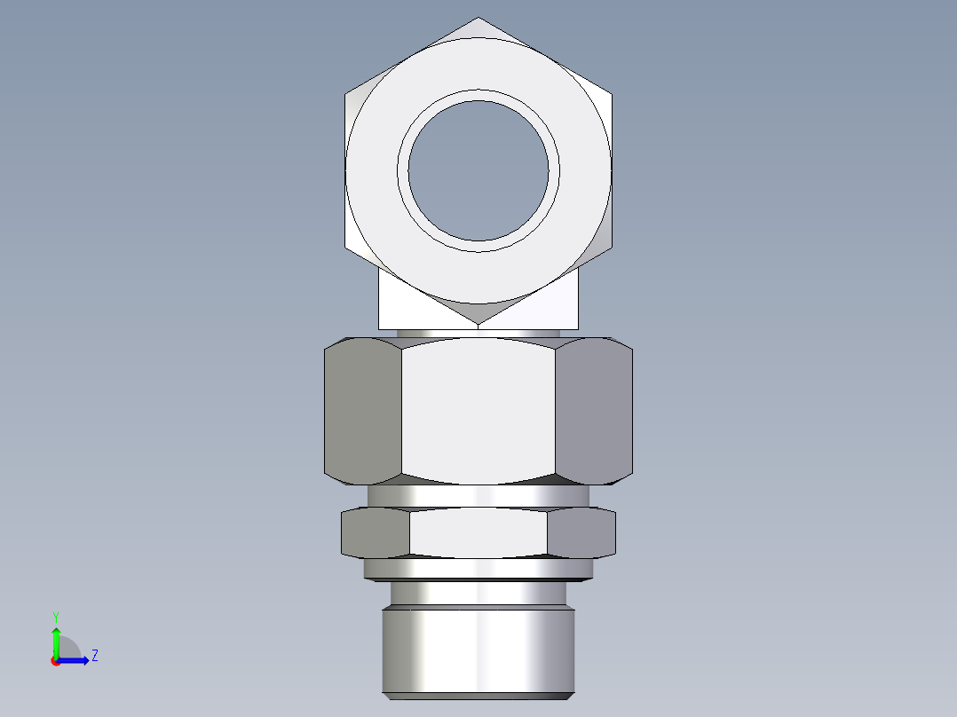 卡套式工业通用硬管接头EO_Assembled_adjustable_standpipe_branch_tee_EVT22LM71左视图