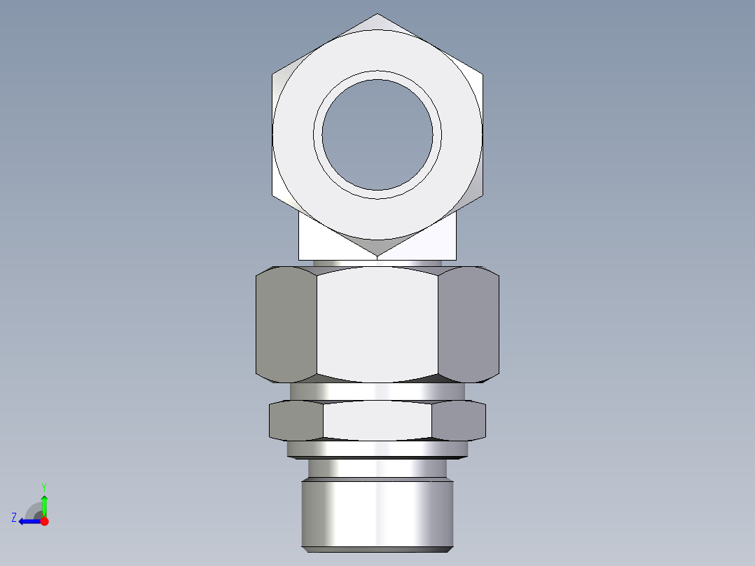 卡套式工业通用硬管接头EO_Assembled_adjustable_standpipe_branch_tee_EVT22LM71右视图