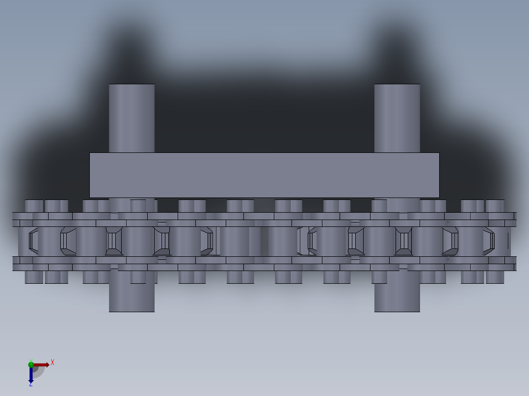 链轮链条传动结构3d图纸 SW绘制+仿真动画 链轮链条3d图三维模型俯视图