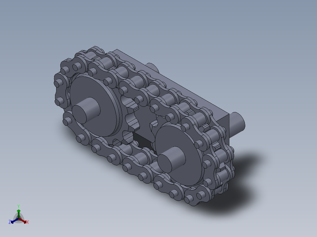 链轮链条传动结构3d图纸 SW绘制+仿真动画 链轮链条3d图三维模型正等轴测图