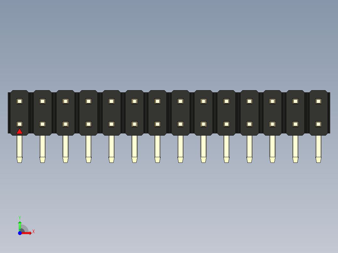 彩色公排针 100mil 2.54mm 系列-DS1022_black_2x14p_100mil_TypeD_rev1.0前视图