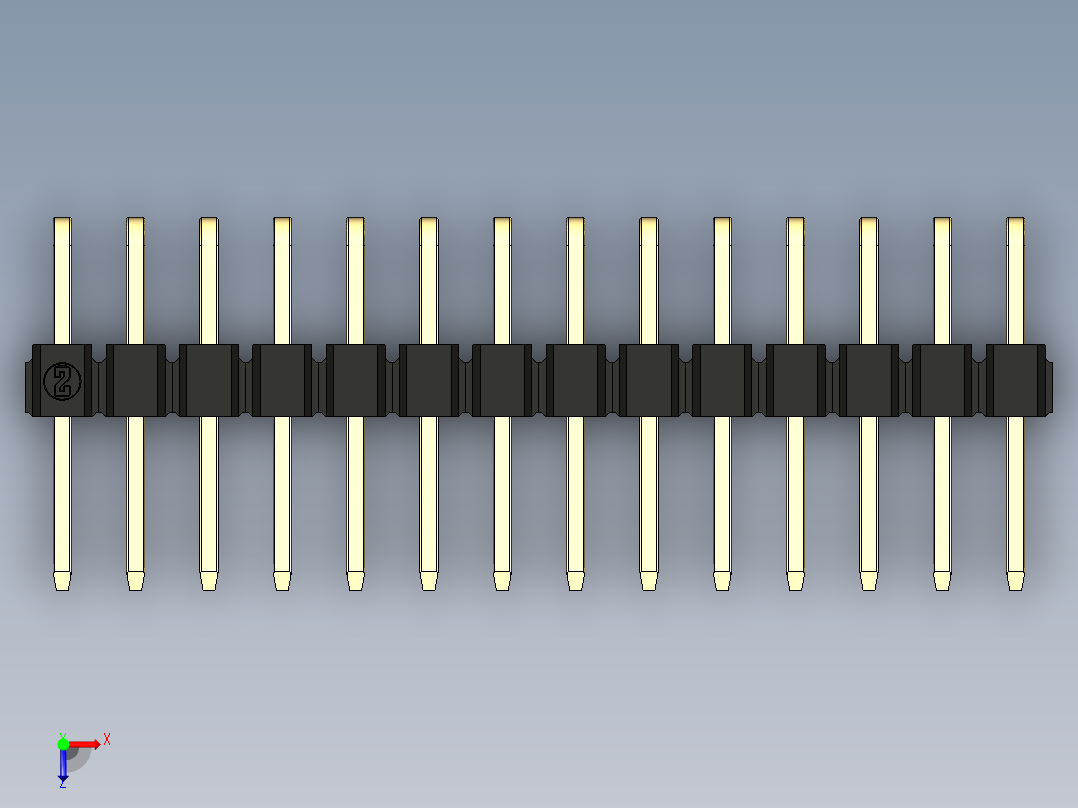 彩色公排针 100mil 2.54mm 系列-DS1022_black_2x14p_100mil_TypeD_rev1.0俯视图