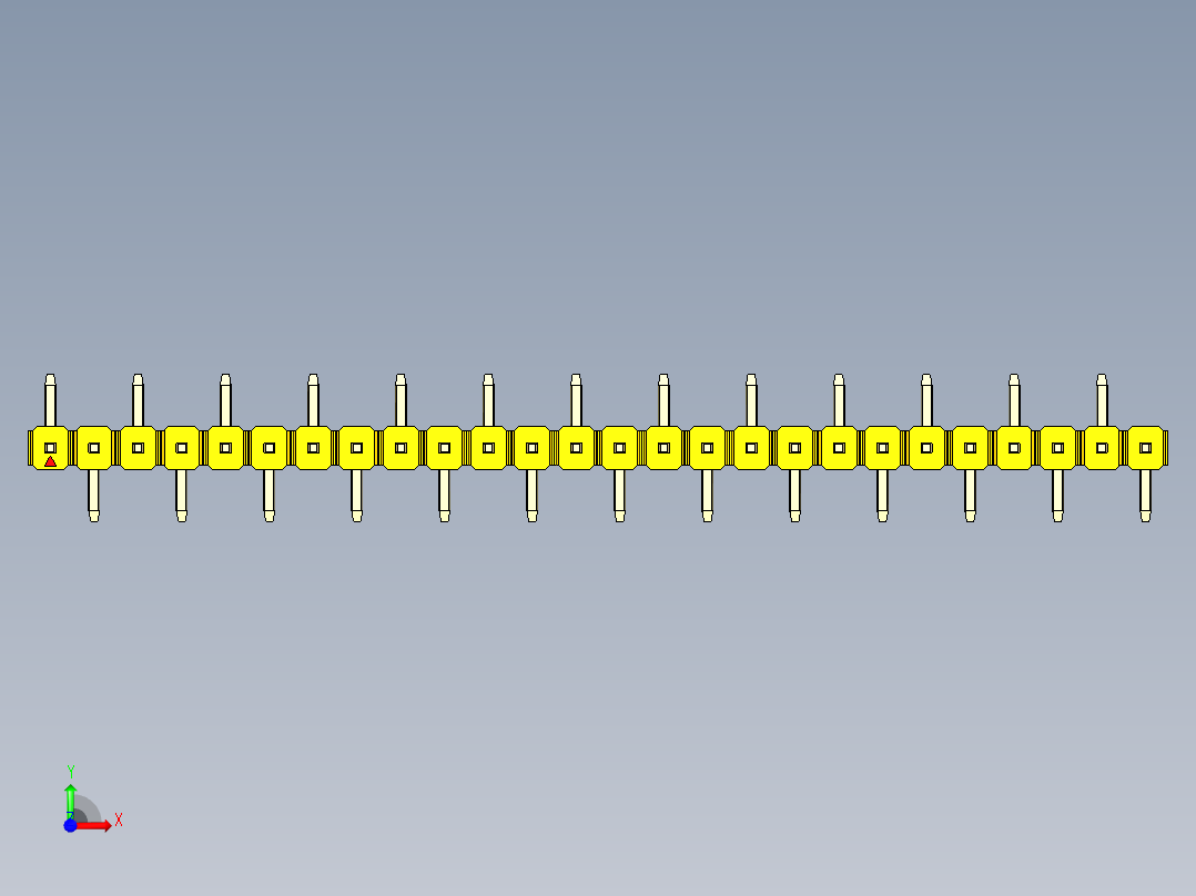 彩色公排针 100mil 2.54mm 系列-DS1022_yellow_26p_100mil_Type_SMT_R1_rev1.0前视图