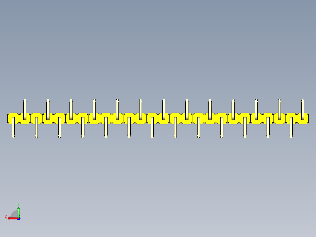 彩色公排针 100mil 2.54mm 系列-DS1022_yellow_26p_100mil_Type_SMT_R1_rev1.0后视图