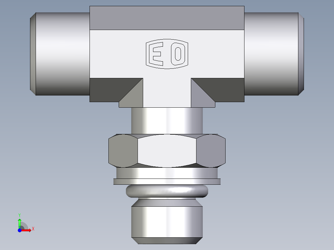 卡套式工业通用硬管接头EO_Adjustable_locknut_branch_tee_TEE08LMOROMDCF前视图