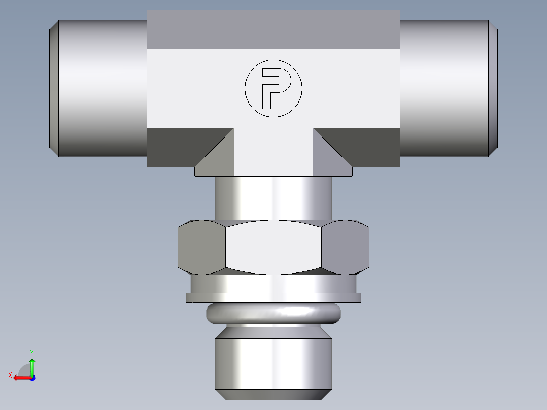 卡套式工业通用硬管接头EO_Adjustable_locknut_branch_tee_TEE08LMOROMDCF后视图