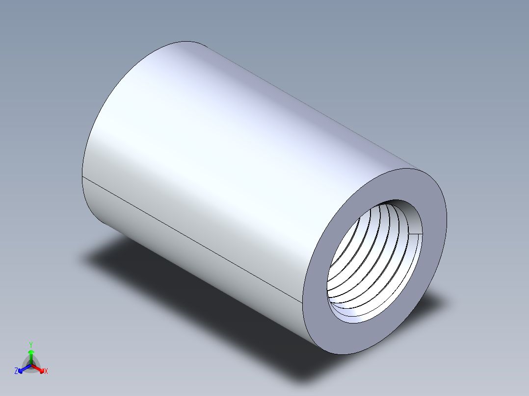 聚氯乙烯配件12-Sch80_Coupling_FPTxFPT_830-002_0.25in正等轴测图