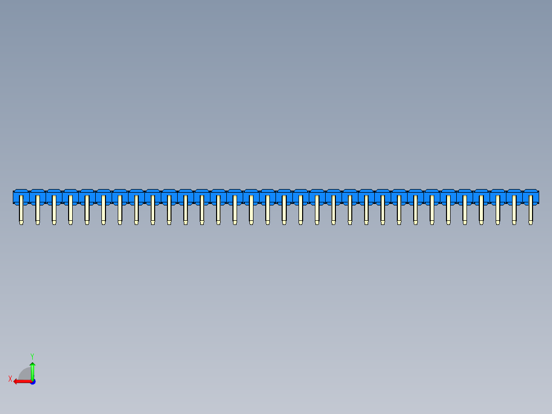 彩色公排针 100mil 2.54mm 系列-DS1022_blue_1x32p_100mil_TypeD_rev1.0后视图