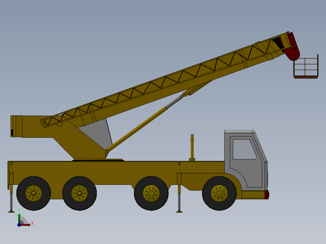伸缩臂式高空作业车设计-直臂式【3D三维SW模型+CAD图纸+说明】前视图
