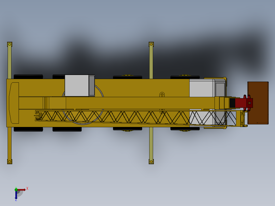 伸缩臂式高空作业车设计-直臂式【3D三维SW模型+CAD图纸+说明】俯视图