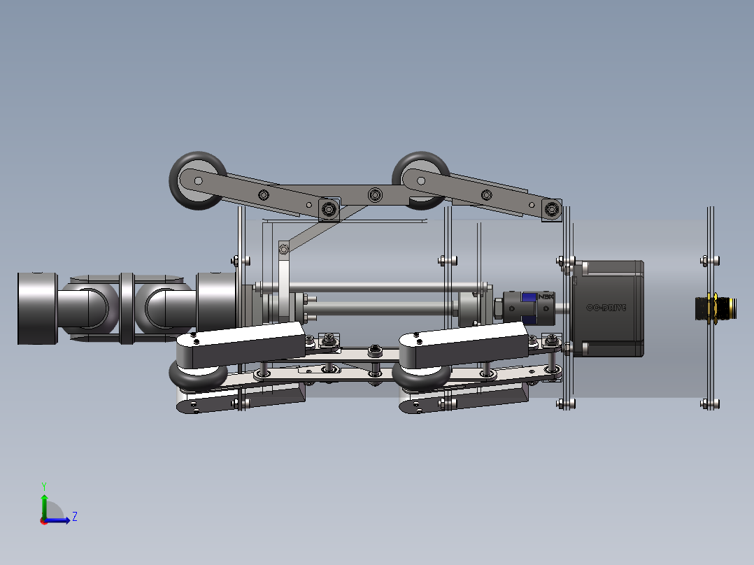 管道自动清洁机器人三维SW+CAD左视图