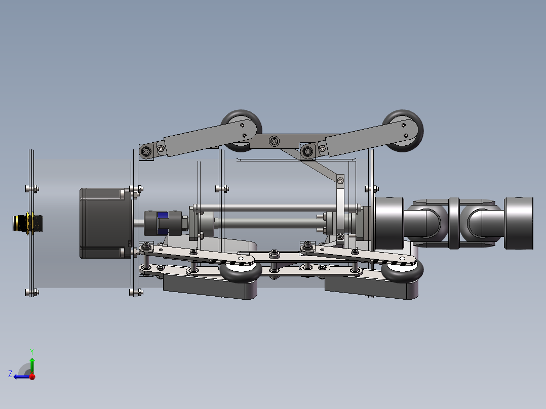 管道自动清洁机器人三维SW+CAD右视图