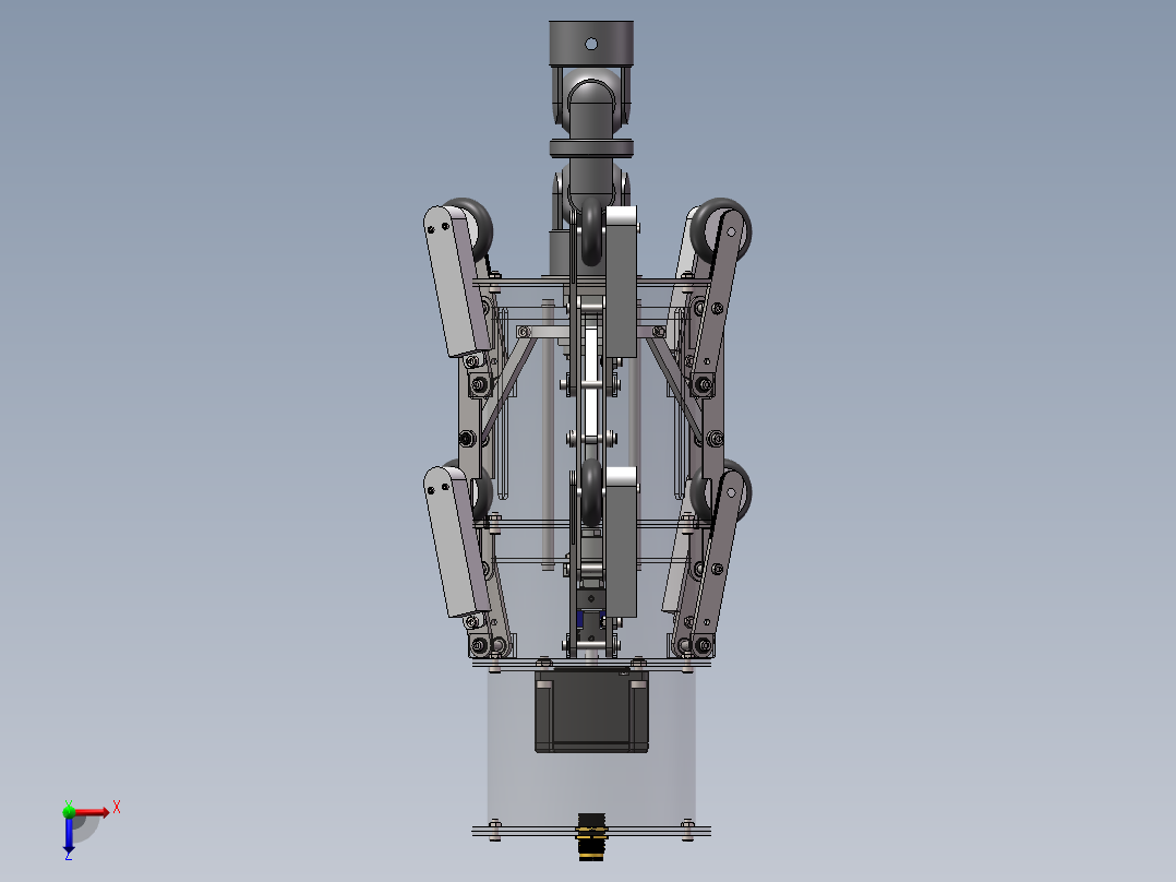管道自动清洁机器人三维SW+CAD俯视图