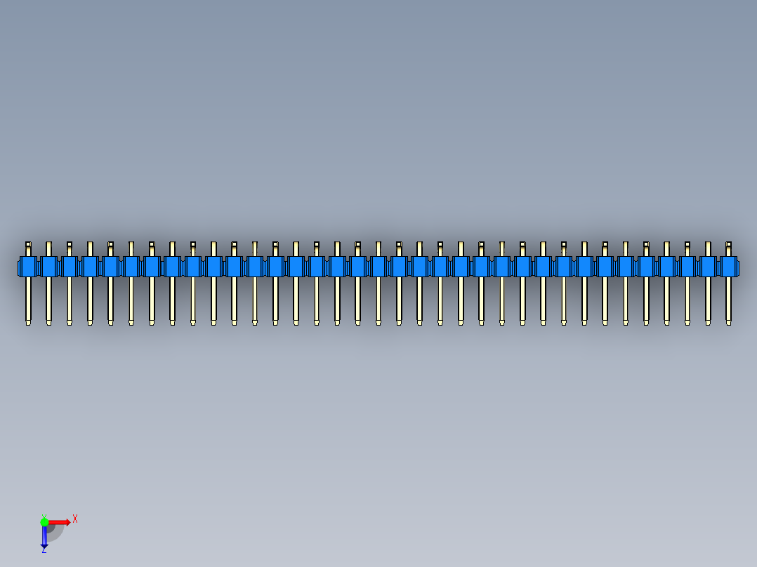 彩色公排针 100mil 2.54mm 系列-DS1022_blue_35p_100mil_Type_SMT_R1_rev1.0俯视图