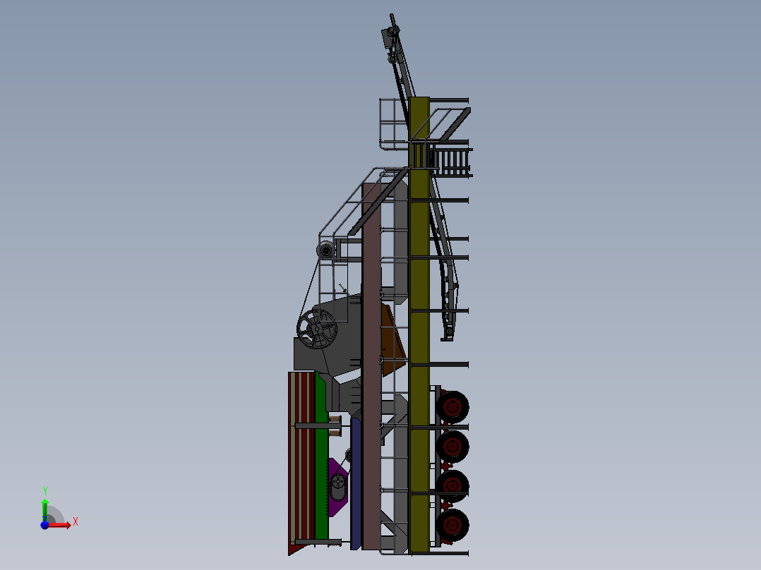 移动式破碎机 大型工业系统之颚式破碎机设备前视图
