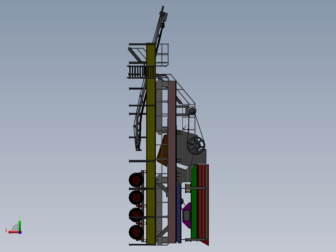 移动式破碎机 大型工业系统之颚式破碎机设备后视图
