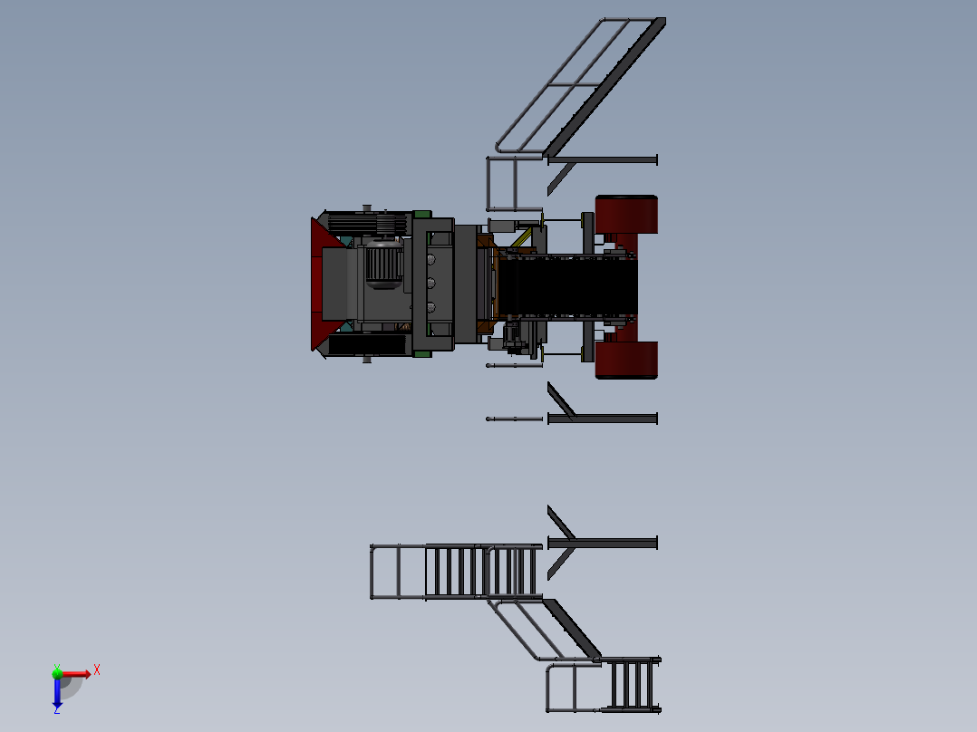 移动式破碎机 大型工业系统之颚式破碎机设备俯视图