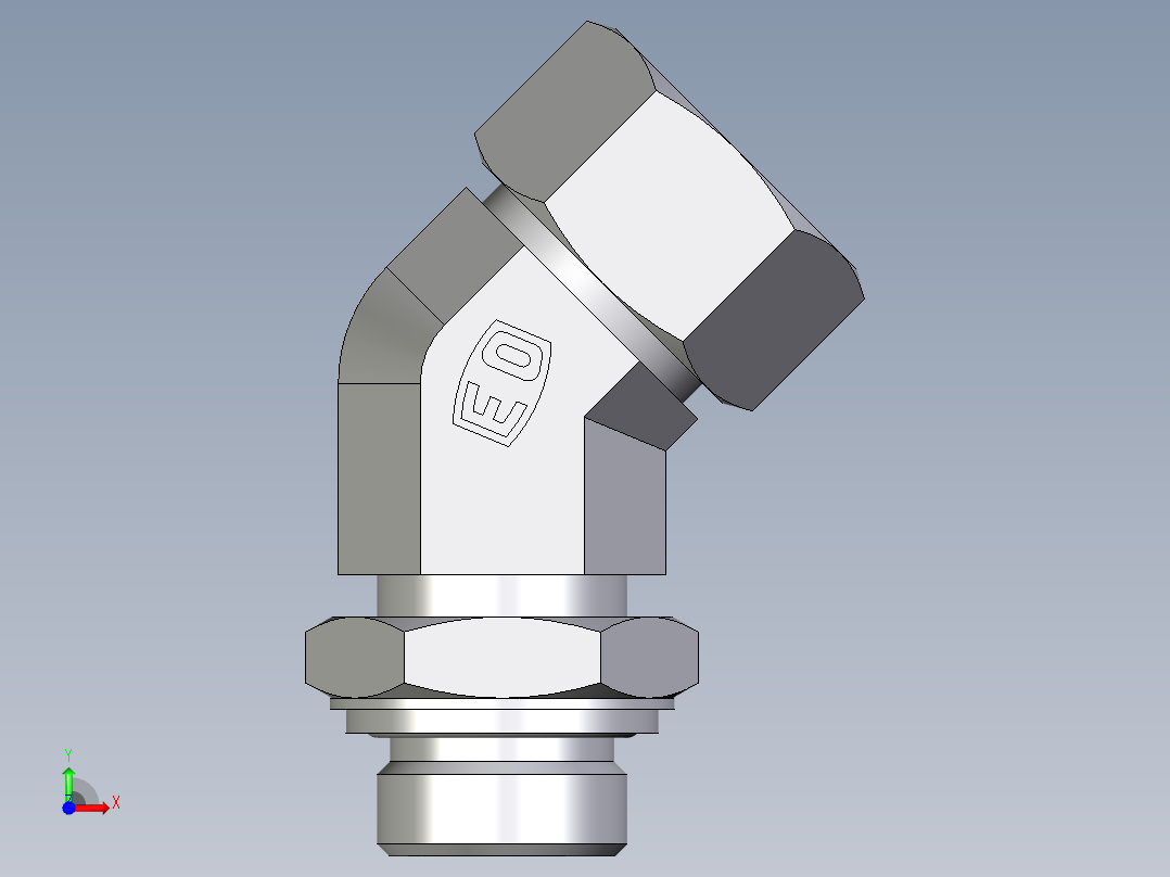 卡套式工业通用硬管接头EO_Adjustable_locknut_45_deg_elbow_VEE22ZLRCF前视图