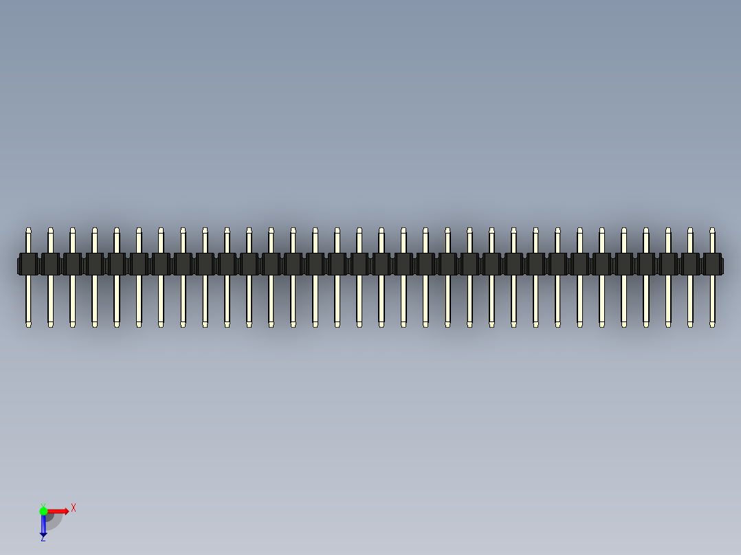 彩色公头100mil（2.54mm）系列-DS1021_black_1x32p_100mil_Type1_rev1.0俯视图