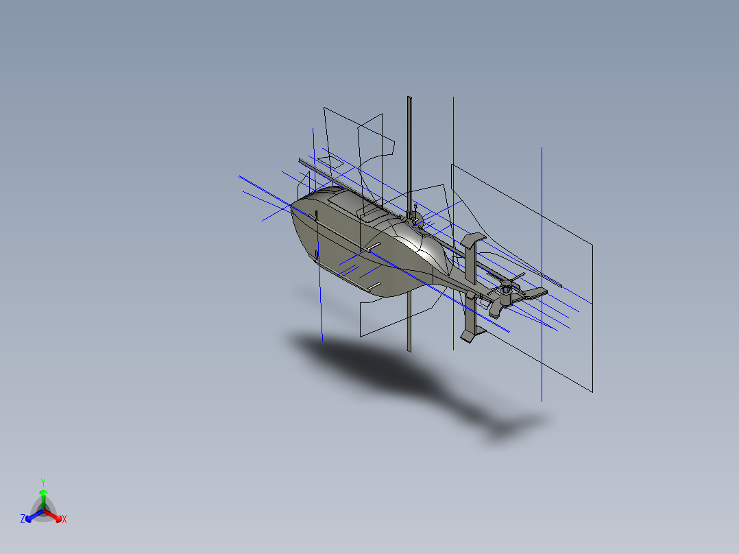 直升飞机 飞机模型设计 (49)正等轴测图