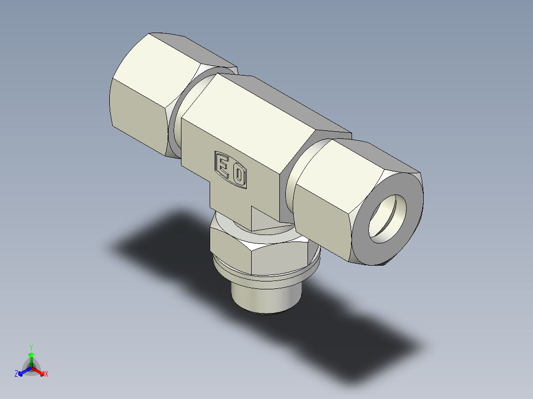 卡套式工业通用硬管接头EO_Adjustable_locknut_branch_tee_TEE10LRCF