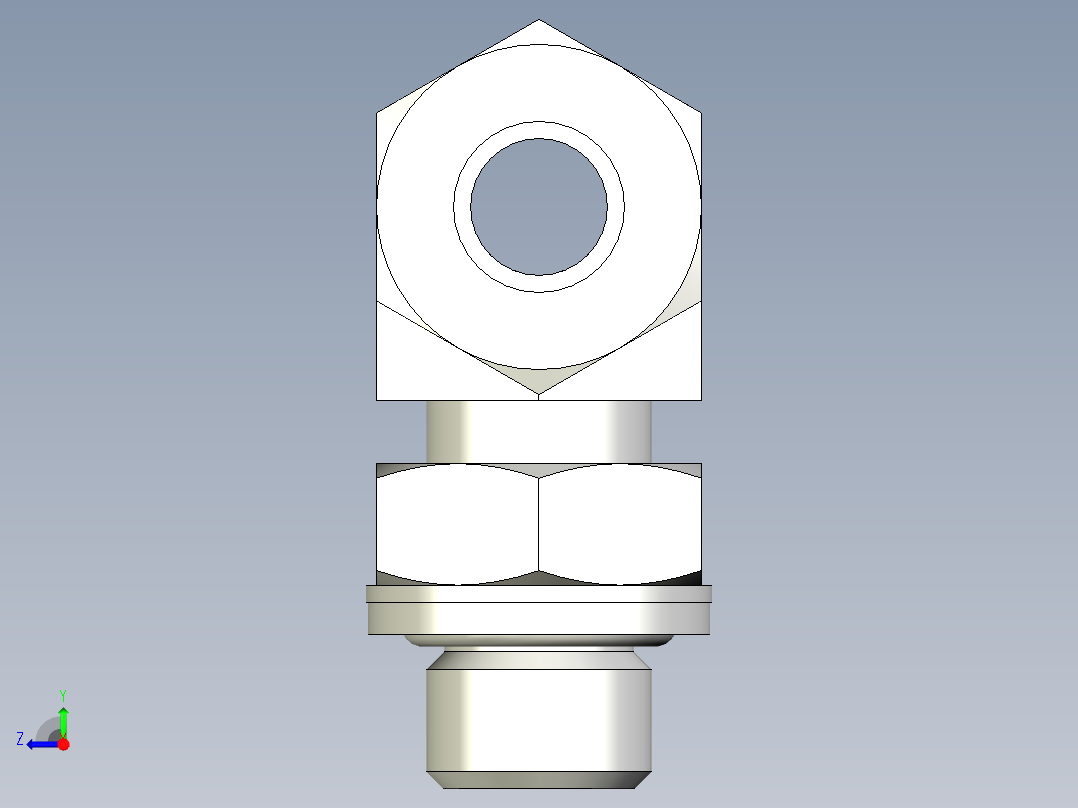 卡套式工业通用硬管接头EO_Adjustable_locknut_branch_tee_TEE10LRCF右视图