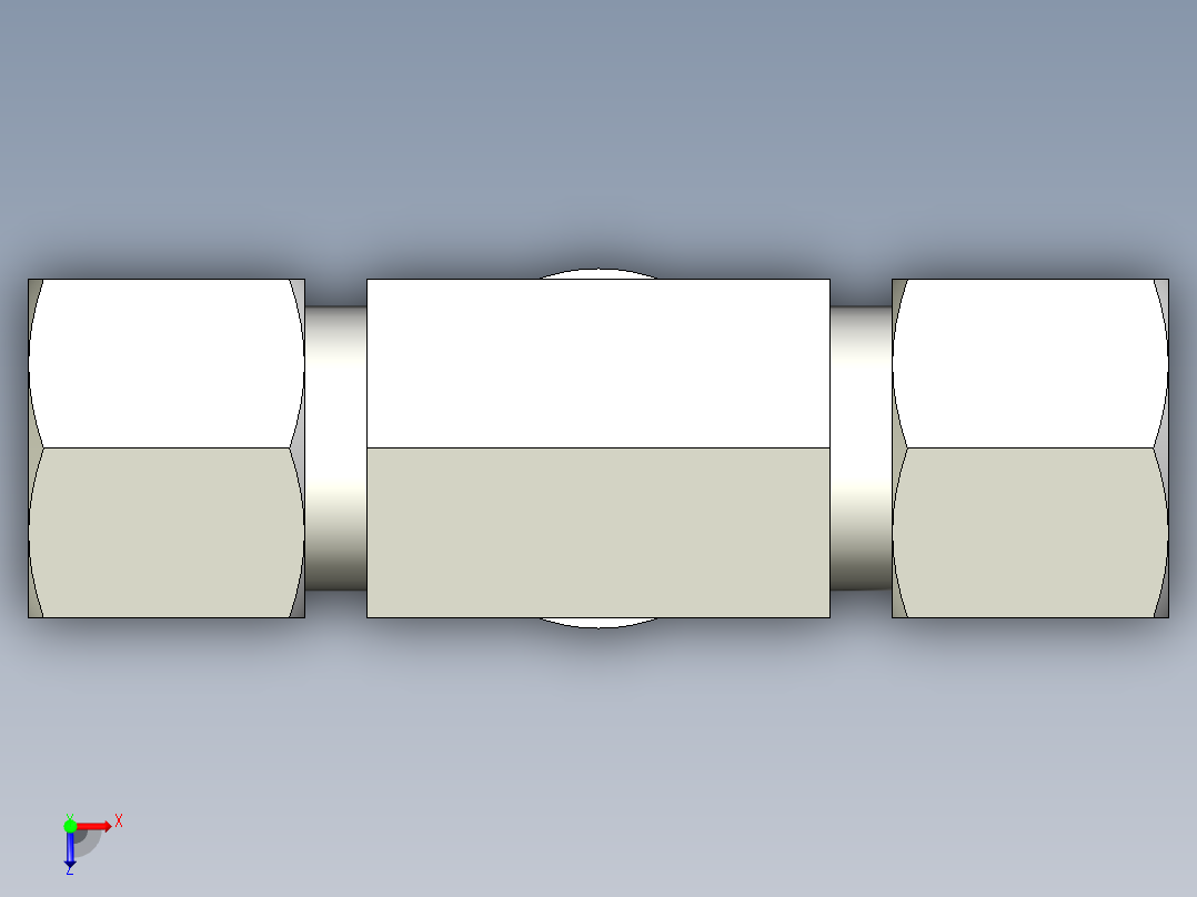 卡套式工业通用硬管接头EO_Adjustable_locknut_branch_tee_TEE10LRCF俯视图