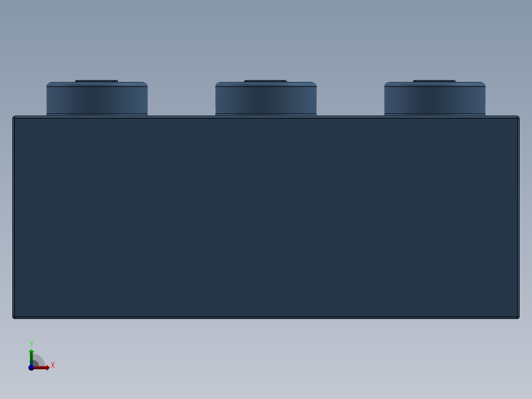 乐高套装 4421基本积木-6000881 - 3622 Medium Blue Brick 1 x 3.SLDPRT前视图