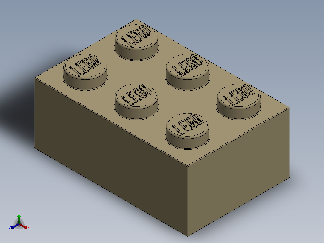 乐高套装 4421基本积木-4159739 - 3002 Brick Yellow - Tan Brick 2 x 3.SLDPRT正等轴测图