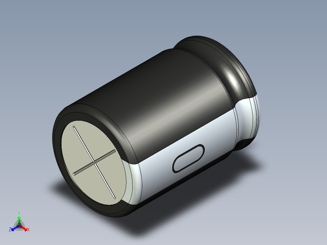 无源元件封装-CAP_RAD_D18x25_POL_BK正等轴测图