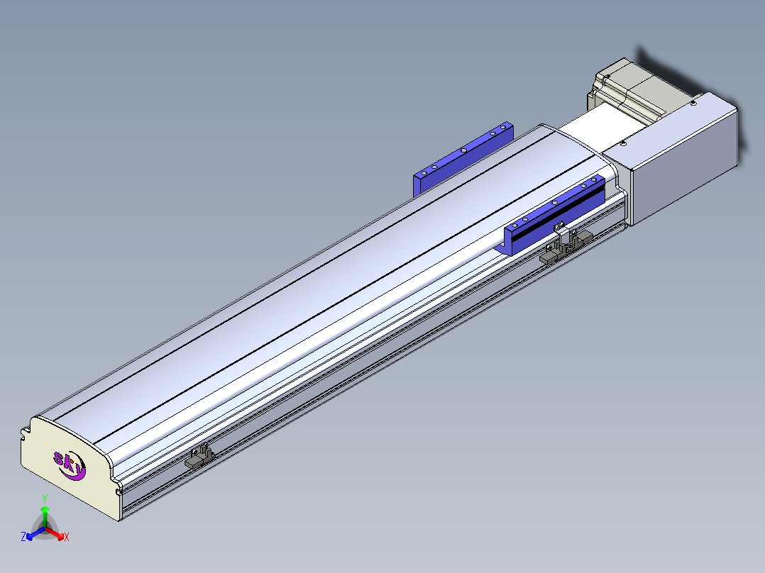 同步带滑台-半封闭B17H-L50-S600-R-P75-D3正等轴测图