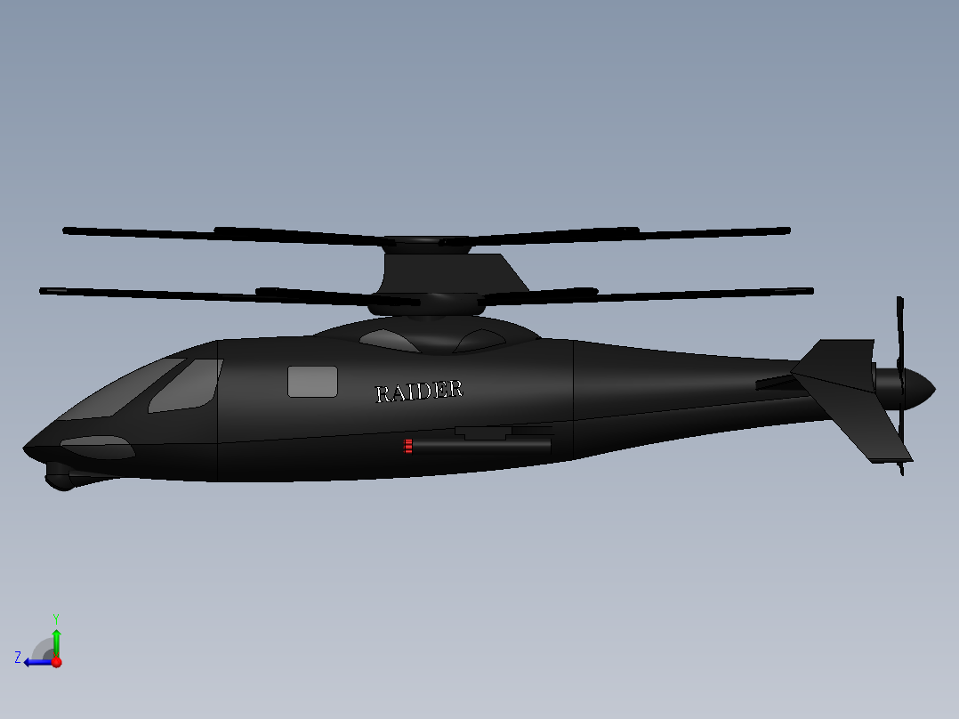 西科斯基 S97 Raider 直升机---格式为：SW IGS STP右视图