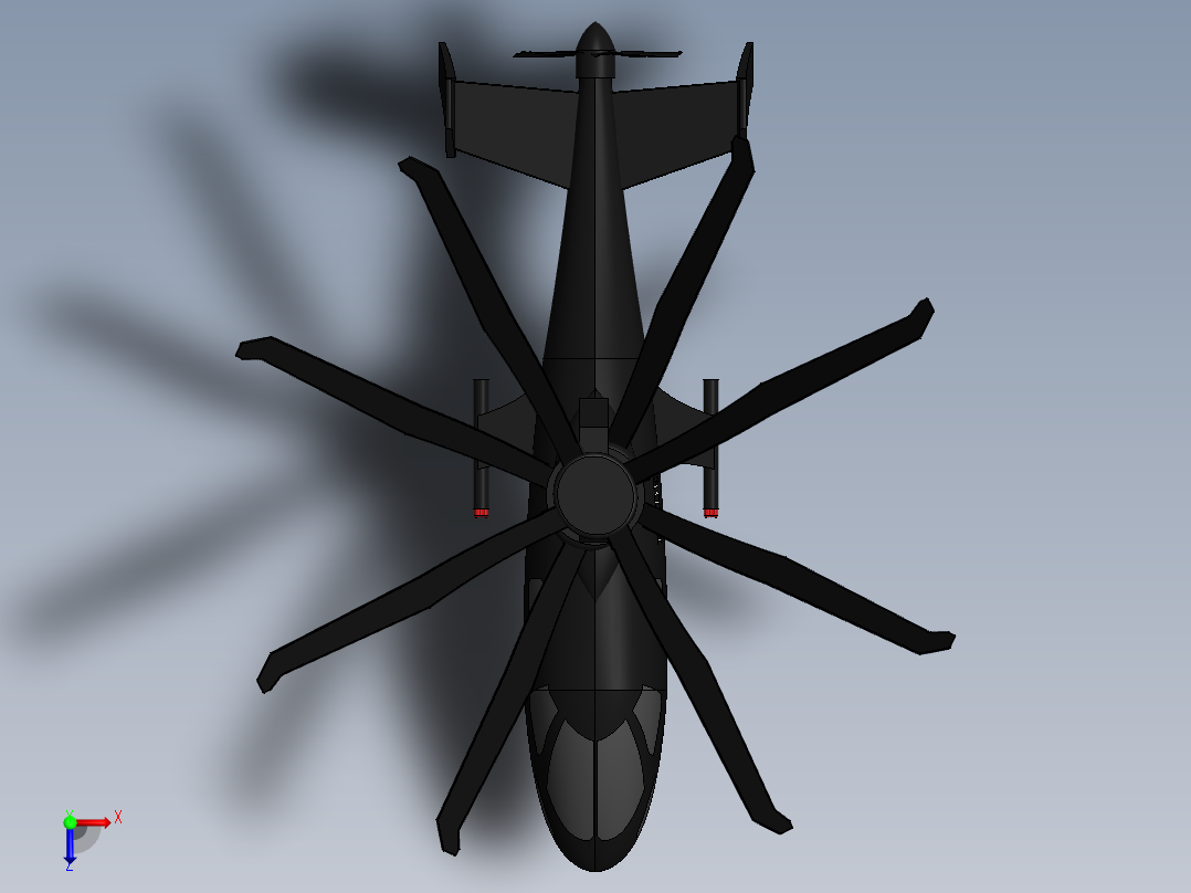 西科斯基 S97 Raider 直升机---格式为：SW IGS STP俯视图