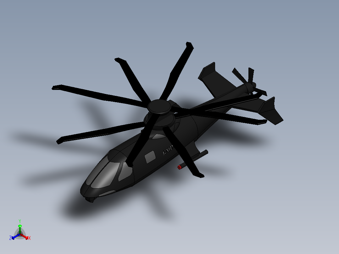 西科斯基 S97 Raider 直升机---格式为：SW IGS STP正等轴测图