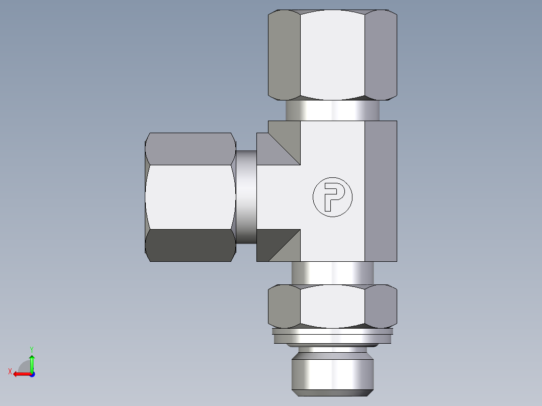 卡套式工业通用硬管接头EO_Adjustable_locknut_run_tee_LEE10LMCF后视图
